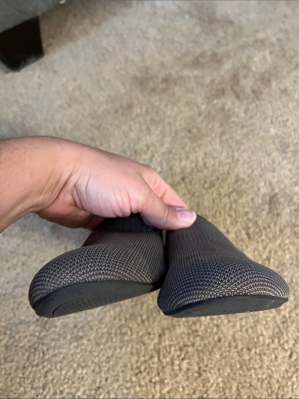 Rothy's Taupe Flats with Blue Trim Slip-Ons - Picture 3 of 5
